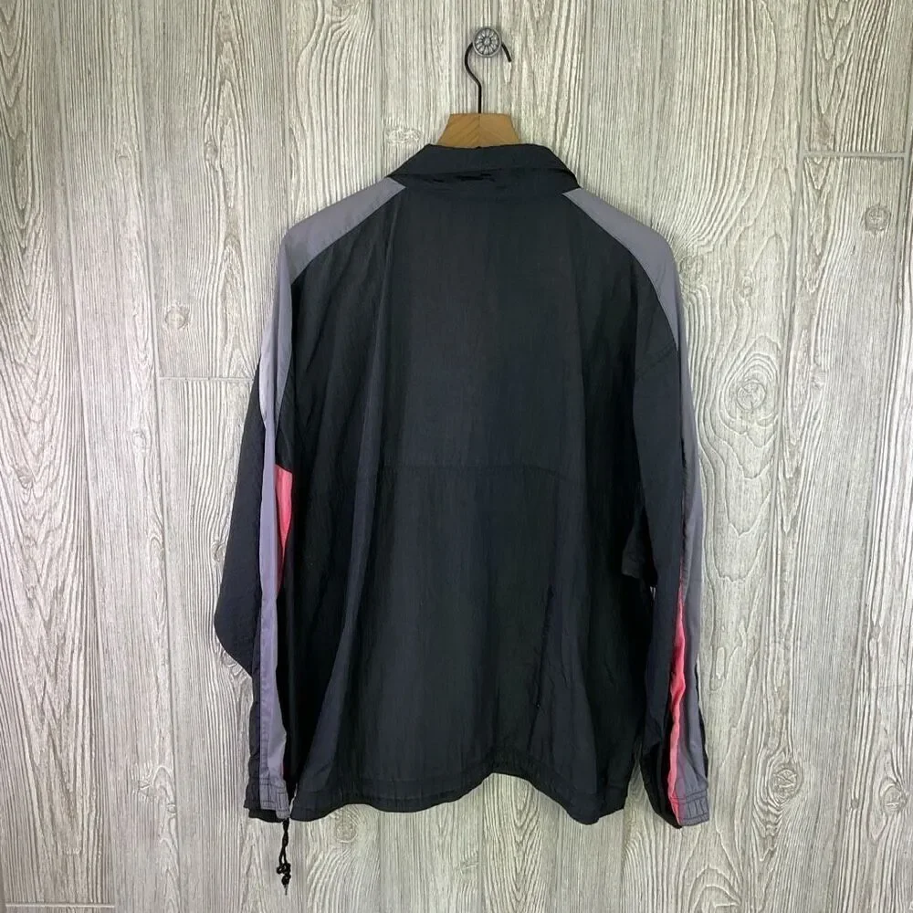 Vintage Nike Grey Label Men’s Large Black Nylon Windbreaker Anorak Jacket